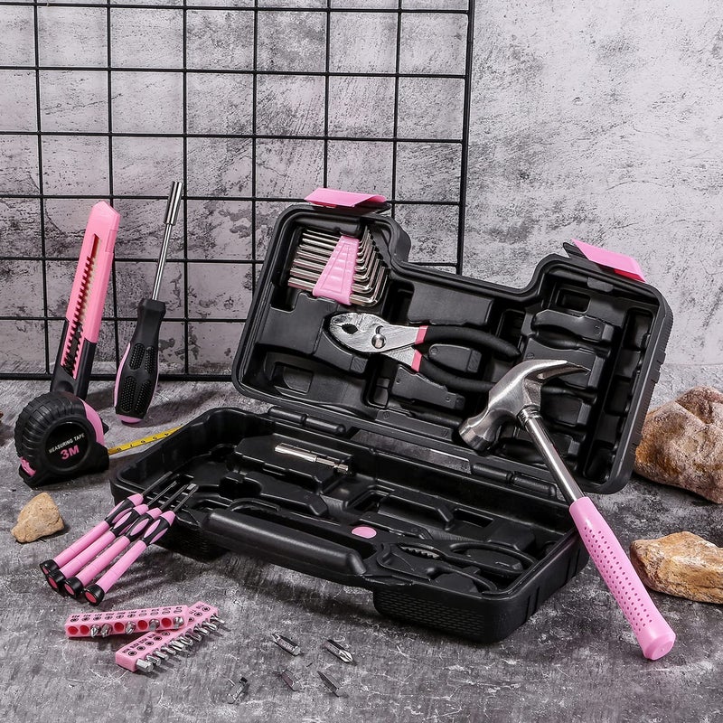 RVOGJP 39 Piece All Purpose Basic Household Pink Tool Kit for Women - Small Tool Set with Toolbox Great for Home  Garage  Office and College Dormitory Use - Image 4